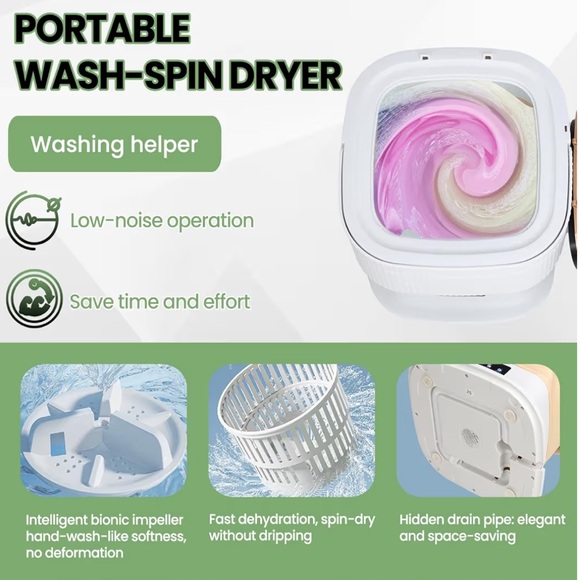 Portable Washing Machine Small Washer Compact, Foldable Clothes Washer - Travel - Picture 2 of 4